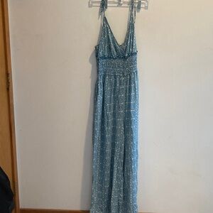 PEACE Paisley Maxi jumpsuit with Smocked Waist Large